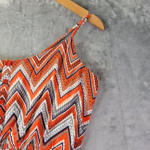 West Loop Womens Dress XL Orange White Chevron Print Sleeveless Summer Boho‎ - Picture 3 of 8